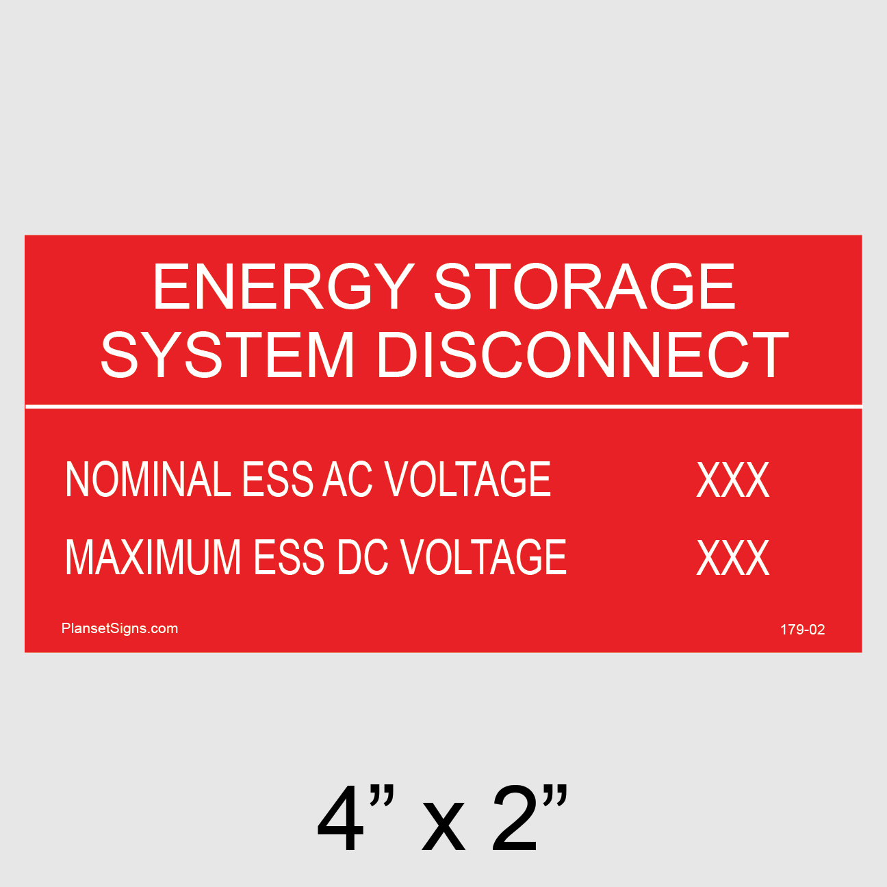 179-02 Energy Storage System Disconnect Placard