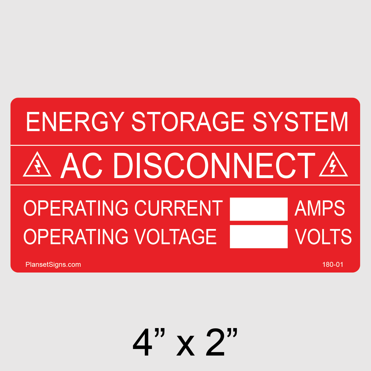 180-01 ESS AC Disconnect Write-In Label