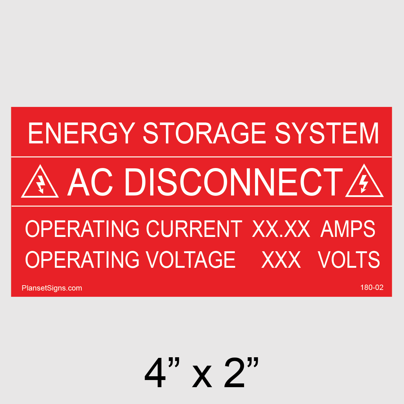 180-02 ESS AC Disconnect Placard