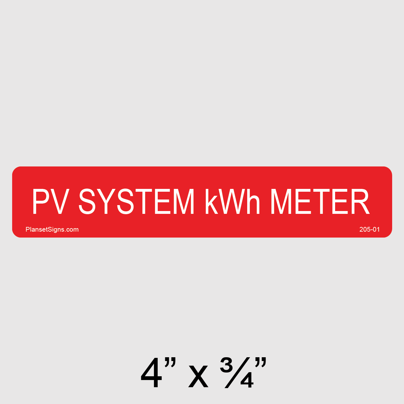 205-01 PV System kWh Meter Label