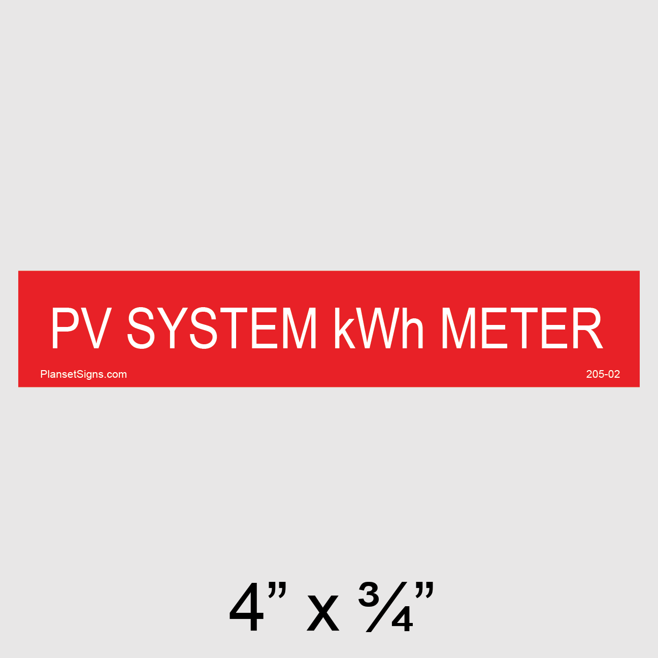 205-02 PV System kWh Meter Placard