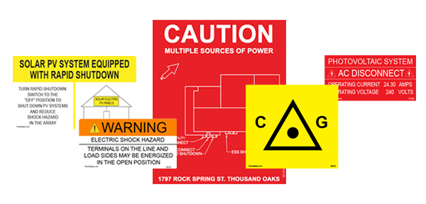 Solar labels and placards from the catalogue